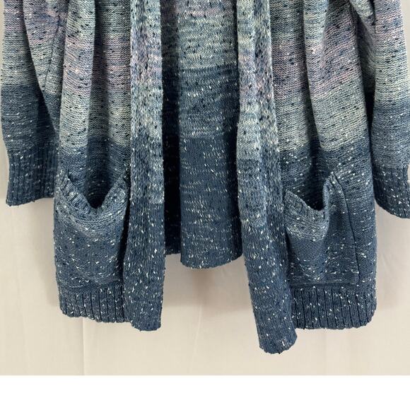 CJ Banks Blue Ombre Open Front Cardigan Sweater 3X, Winter Cottagecore Style - Picture 3 of 7